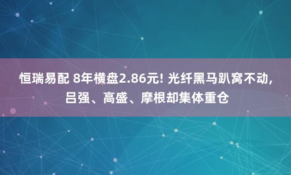 恒瑞易配 8年横盘2.86元! 光纤黑马趴窝不动, 吕强、高盛、摩根却集体重仓